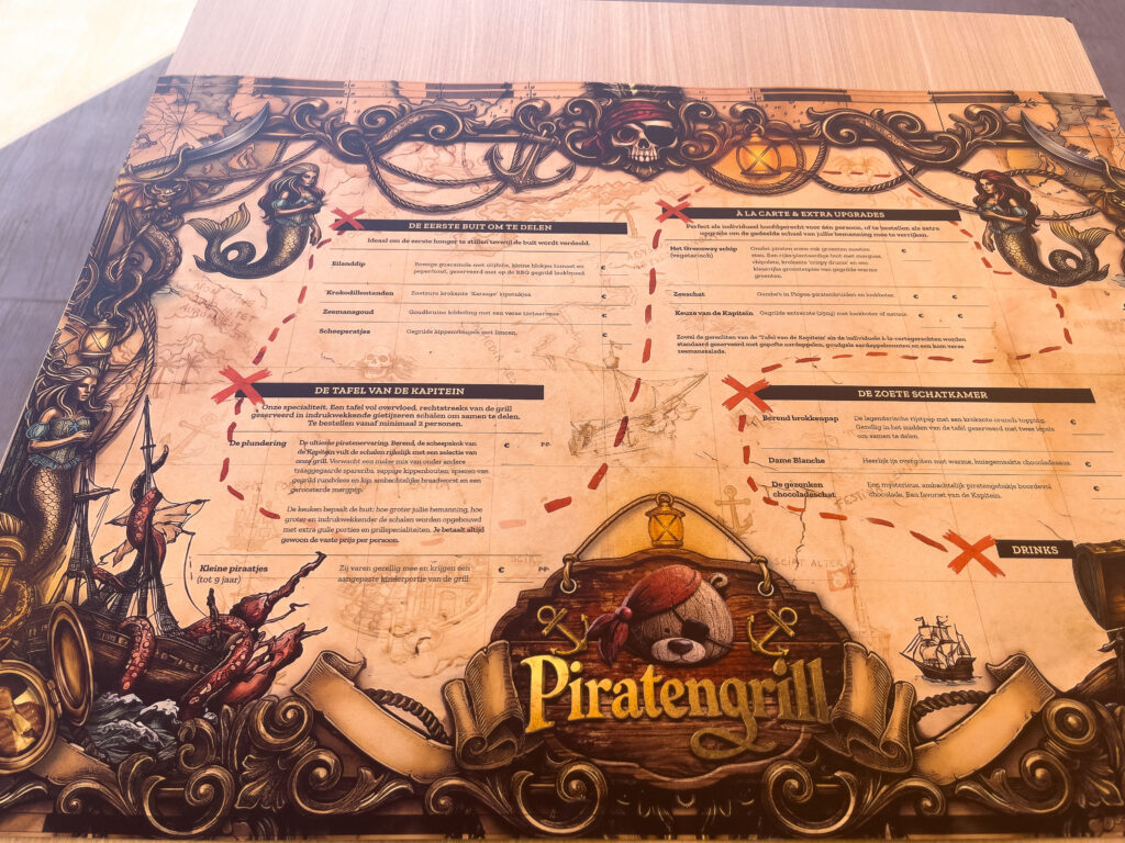 De menukaart van de Piratengrill - © Allemaal Cultuur